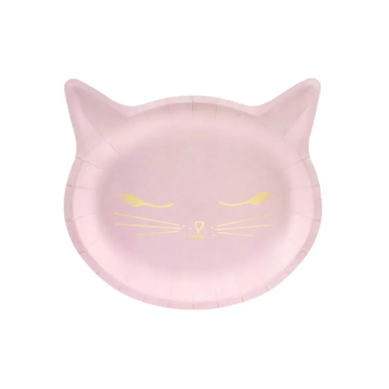 Lyserøde Katte Tallerkner 22 cm, 6 stk.