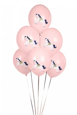 Lyserøde Latex Balloner m/Hest 6 stk., 30cm
