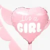 Lyserød "It's a Girl" Hjerte Folieballon, 45 cm