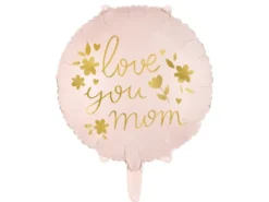 Lyserød "Love you Mom" Folieballon, 35 cm