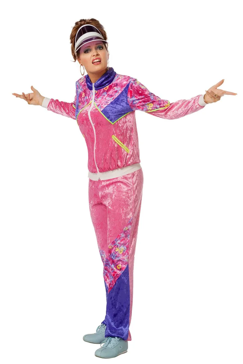 Lyserødt 1980'er Velour Tracksuit
