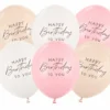 Lyserødt mix "Happy Birthday" Balloner, 6 stk.