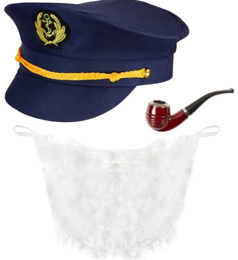Marineblåt Skibskaptajn Kostume Kit