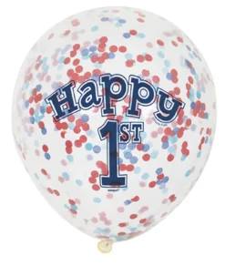 Maritime 1 Års Konfetti Balloner (30cm.)