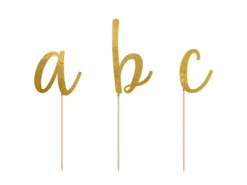 Metallic Guld Alfabet Party Picks til Kager m.m.