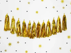 Metallic Guld Folie Tassels DIY, 12 stk.