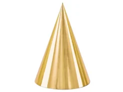 Metallic Guld Partyhatte, Pakke m/6 stk