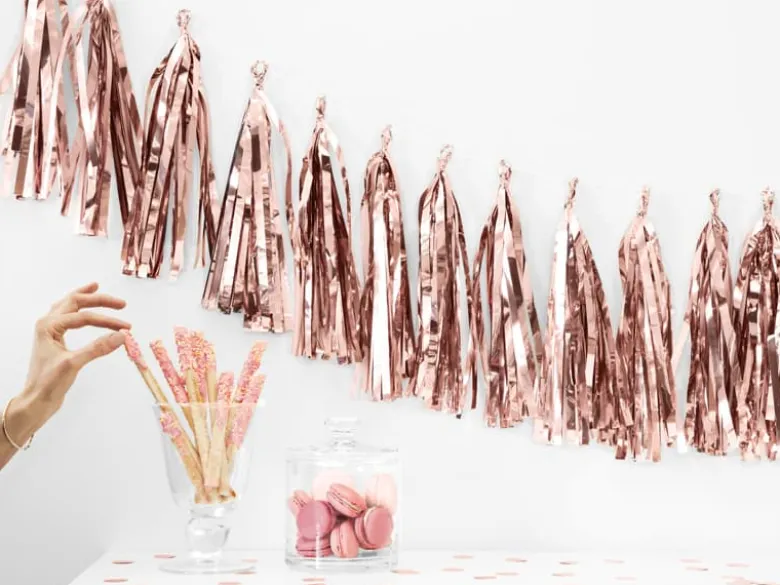 Metallic Rosegold Folie Tassels DIY, 12 stk.