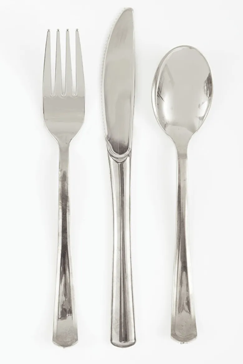 Metallic Sølv Bestiksæt, 18 Dele