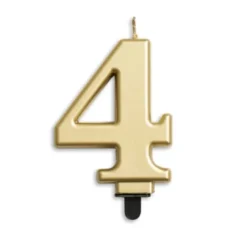 Metallisk Guld Talformet Kagelys 7 cm - 4 Tal