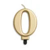 Metallisk Guld Talformet Kagelys 7 cm - 0 Tal