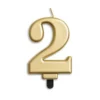 Metallisk Guld Talformet Kagelys 7 cm - 2 Tal