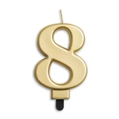 Metallisk Guld Talformet Kagelys 7 cm - 8 Tal