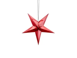 Metallisk Rød Papir Stjerne, Mellem 45 cm