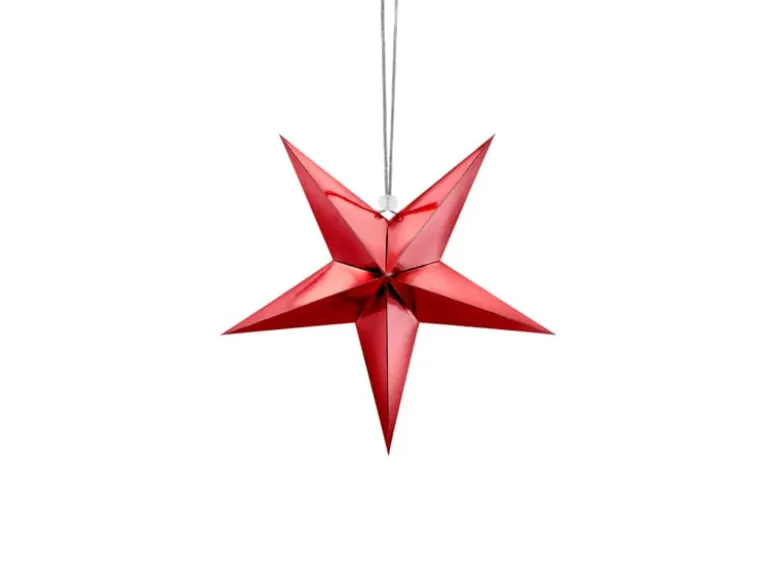 Metallisk Rød Papir Stjerne, Mellem 45 cm
