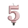 Metallisk Rosegold Talformet Kagelys 7 cm - 5 Tal
