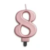 Metallisk Rosegold Talformet Kagelys 7 cm - 8 Tal
