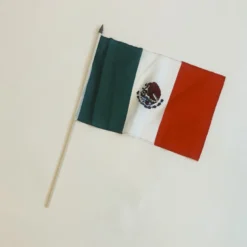 Mexico Stofflag på Træpind, 30x45 cm