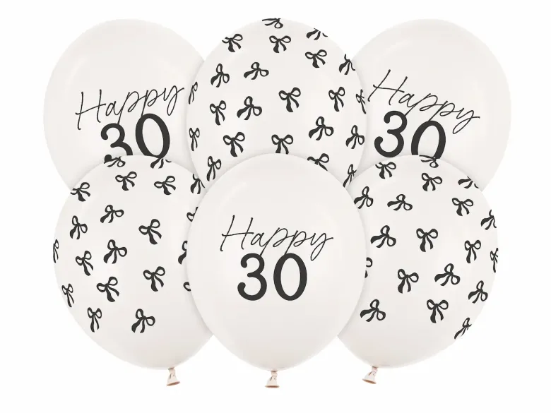 Milestone "Happy 30" Balloner, 6 stk.
