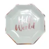 Mintgrønne "Hello World" Middagstallerkner, 8 stk.