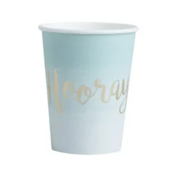 Mintgrønne Ombré Pap Kopper "Hooray!", 8 stk.