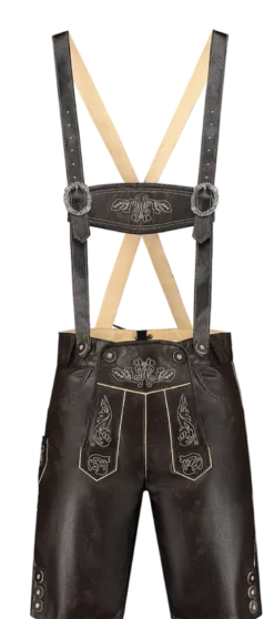 Mørkebrune Lederhosen i Kort Model, 11 Størrelser