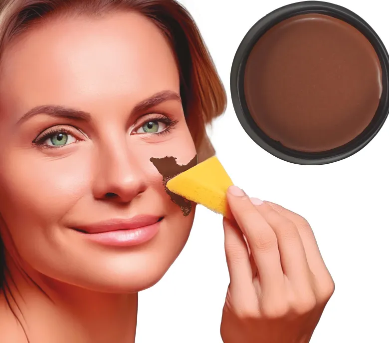 Mørkebrun Makeup med Svamp, 9 gr