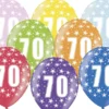 Multifarvet Fødselsdagsballoner - 70 År (30cm.)
