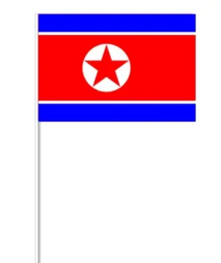 Nordkoreansk Papirflag på Pind, 27 x 20 cm