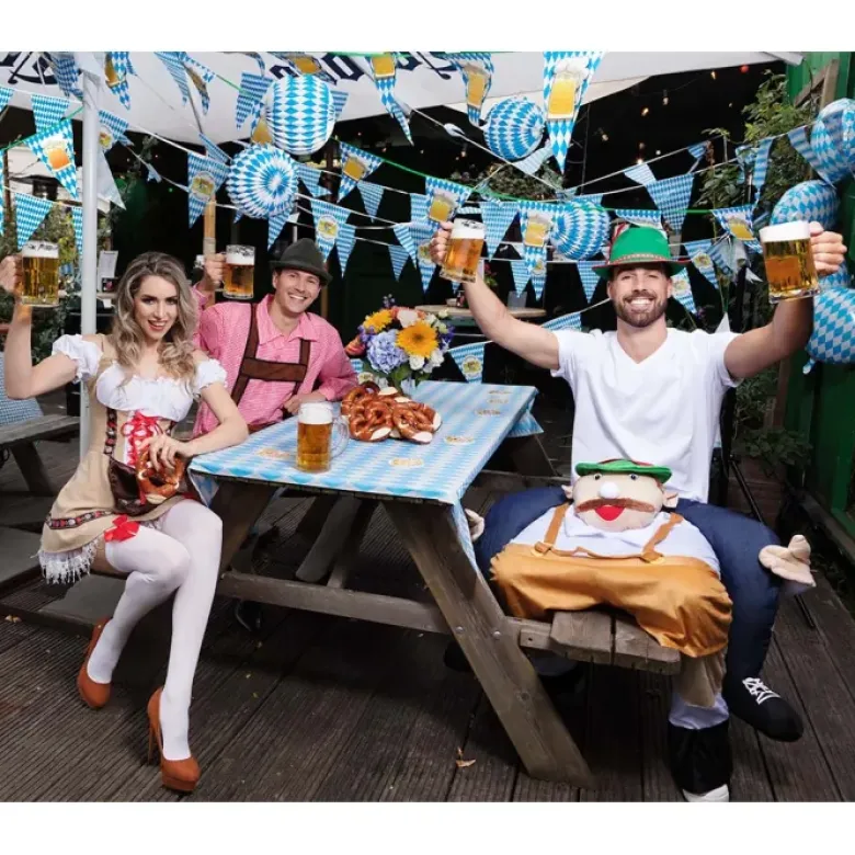 Oktoberfest Blå/Hvid Ternet Lanterner, 2 stk.