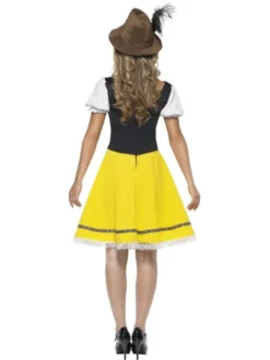 Oktoberfest Tyrolerkjole i Gul & Grøn