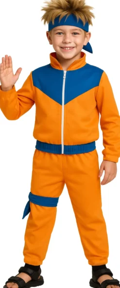 Orange Street Fighter - Anime Drenge Kostume i 4 Størrelser