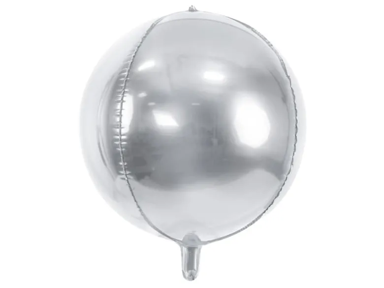 Orbz Kugle Folieballon - Metallic Sølv, 40 cm