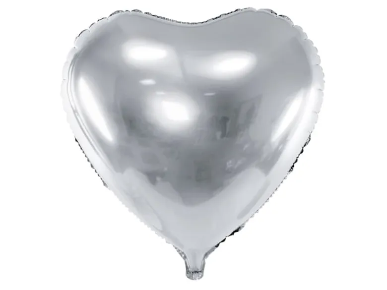 Oversize Folie Ballon 61cm, Sølv Hjerte