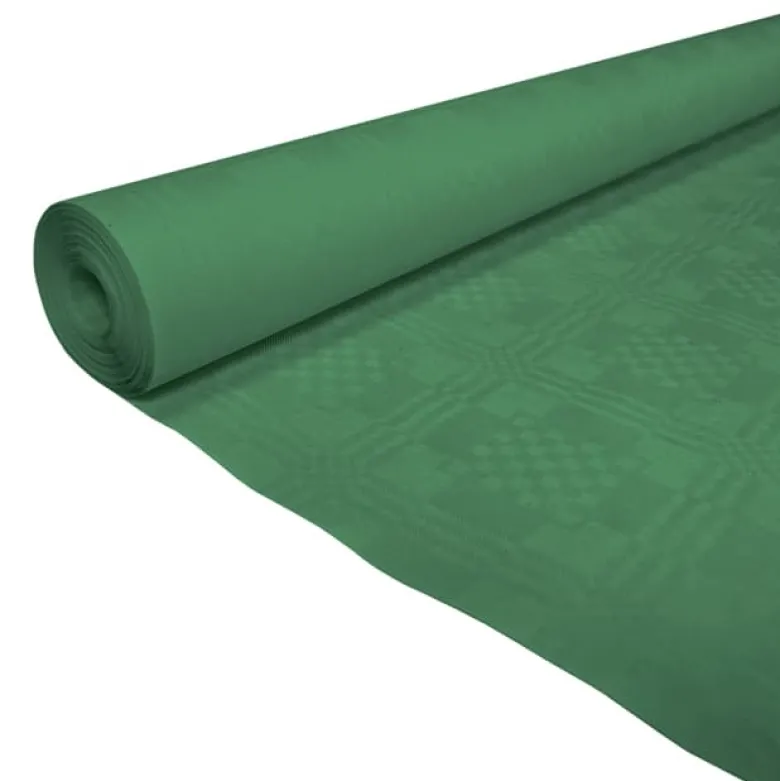 Papirdug: Damask Rulledug mørkegrøn