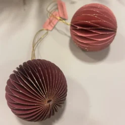 Papir Julekugle Ornament Brun/Rosa, ø6 cm