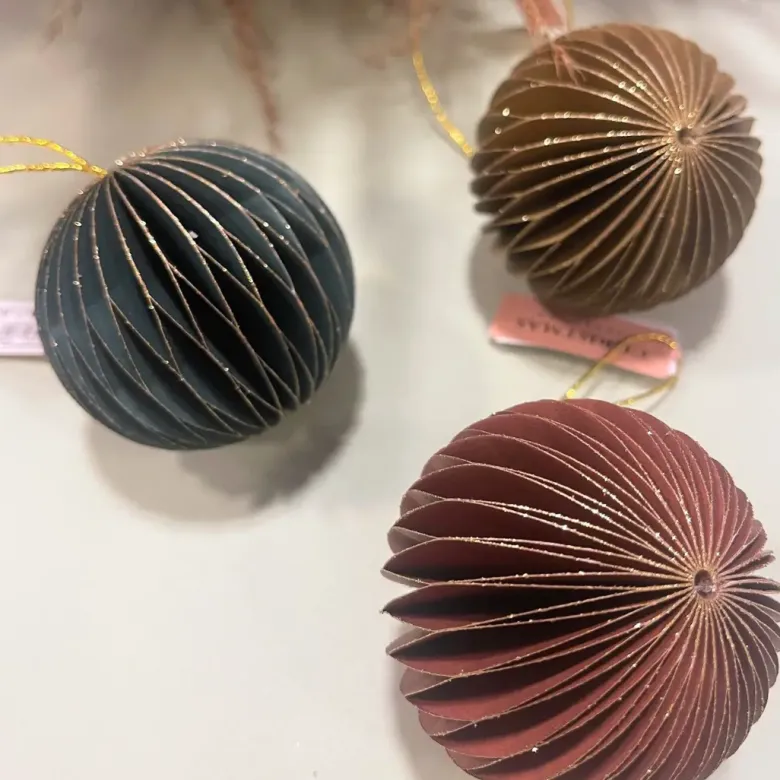 Papir Julekugle Ornament Grøn, ø6 cm