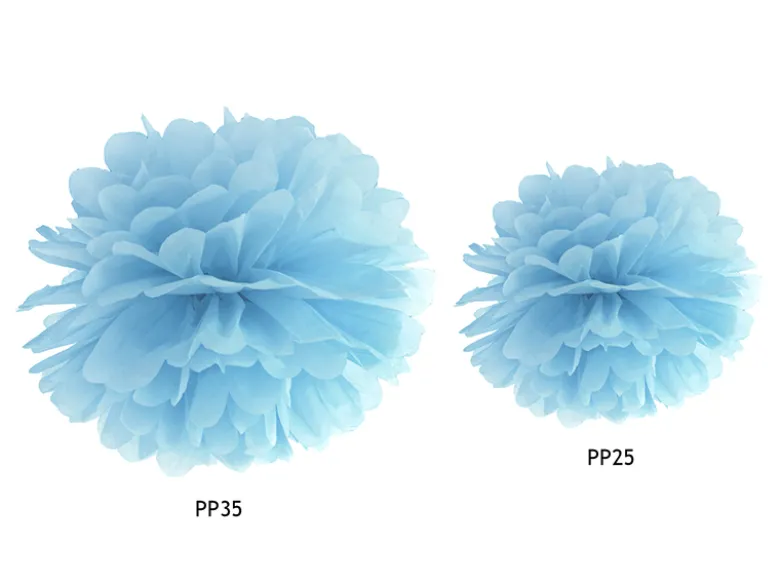 Papir pompom 25cm - baby lyseblå