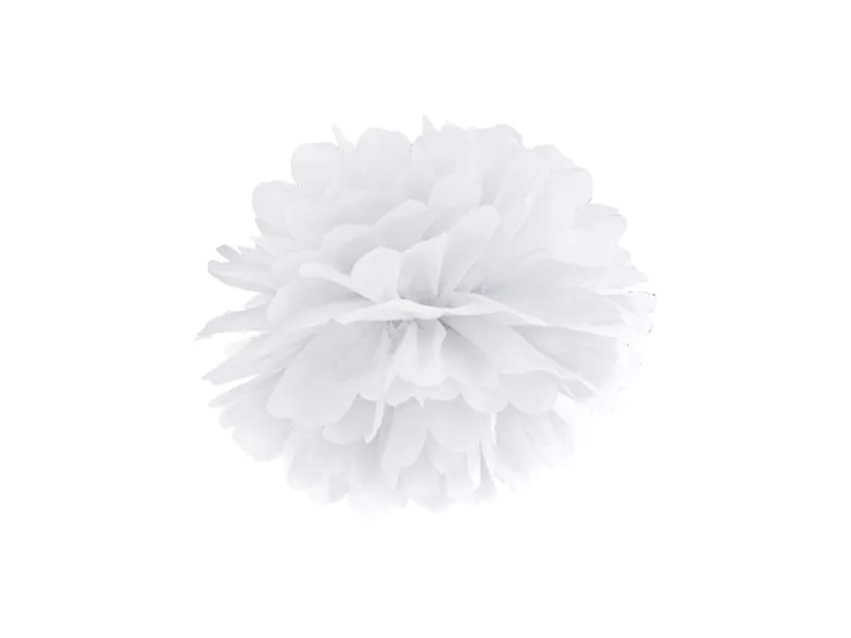 Papir pompom 25cm - hvid