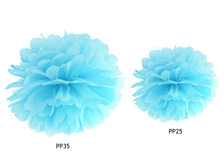 Papir pompom 25cm - lyseblå