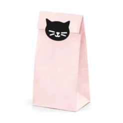 Papir Slikposer m/Katte Klistermærker, 6 stk.