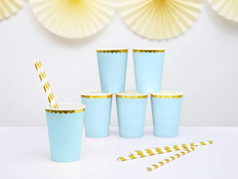 Pastel Blå Papkrus m/Guld Kant