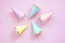 Pastel Farvet Partyhatte, Pakke m/6 stk