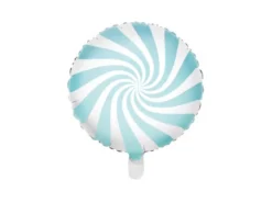 Pastel Folieballon - Bolsjestribet Lyseblå, 45cm