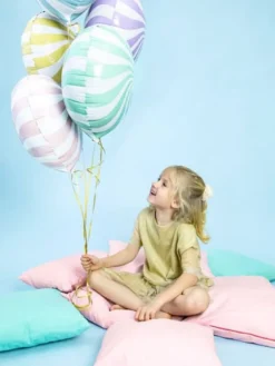 Pastel Folieballon - Bolsjestribet Lyserød, 45cm