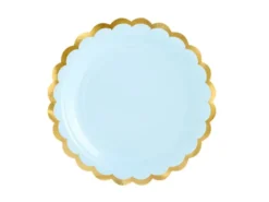 Pastel Lyseblå Tallerkner m/Guld Kant, 6 stk.