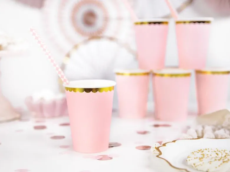 Pastel Lyserøde Papkrus m/Guld Kant