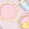 Pastel Lyserøde Tallerkner m/Guld Kant, 6 stk.