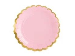Pastel Lyserøde Tallerkner m/Guld Kant, 6 stk.