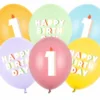 Pastel 1 Års Fødselsdagsballoner, 6 stk.